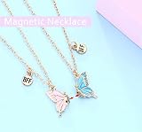 SHAMZBEST Best Friend Necklace for 2 Girls Magnetic Butterfly Matching Necklaces for Best Friends Birthday Christmas Gifts for Bff Bestie Necklace for 2 Magnet Necklace, Small, Metal