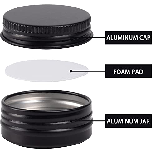 270pcs 0.5 oz / 15ml Bulk Packaging Screw Top Aluminum Tin Jar with Screw Lid and Blank Labels (Black)3