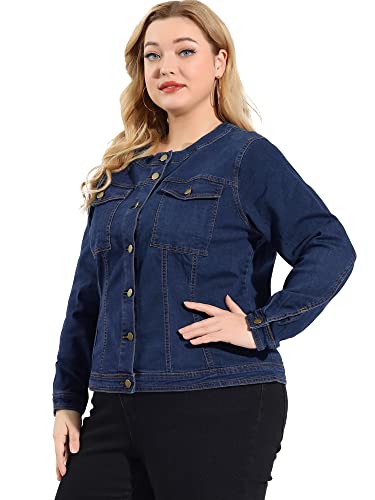 Agnes Orinda Denim Jacket for Women Plus Size Collarless Long Sleeve Button Down Jean Jacket 2025 Western Outfit4