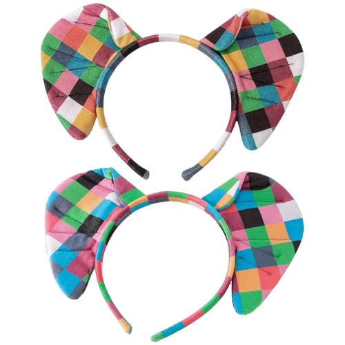 Tniytru Elmer The Elephant, Elephant Costume Headband, Colorful Elephant Ears Accessory, Random Color Combination.