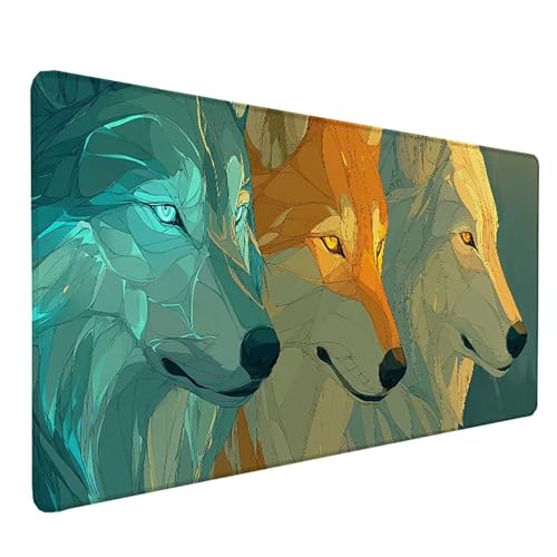 Tapis de souris loup XXL pour un bureau gamer design et ordonné à la maison
