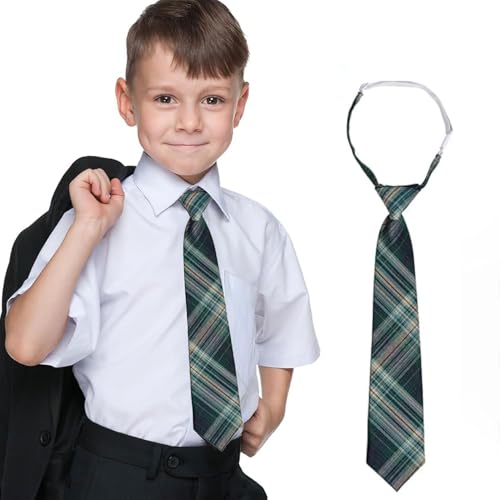 Boy's Necktie Pre-tied Adjustable Clip on Tie Stripe Plaid Neckties for School Uniforms Graduation Wedding Parties Cosplay Causal