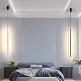 Czarna liniowa lampa wisząca Długa rurka Lampa wisząca Sypialnia Nocna oprawa oświetleniowa Minimalistyczna linia Żyrandol Lampy sufitowe do salonu Biuro Cafe Bar Dekoracja Star of Light