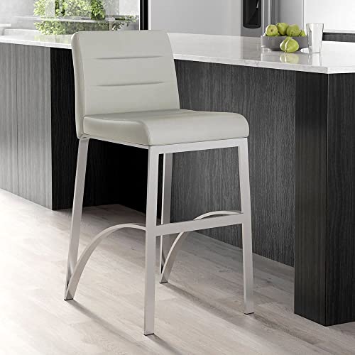 Butaco contemporáneo Zuri Furniture Lynx de altura para barra con base de metal - Gris miniatura 1