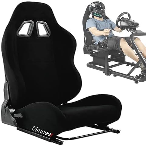 Minneer Asiento de carreras de doble bloqueo deslizante con carga de 300 libras, ángulo ajustable, cómodo, ergonómico, asiento grande y alto, silla