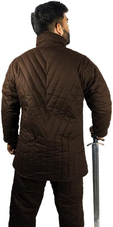 Miniatura 3 de THE MEDIEVALS Abrigo de Gambeson de manga completa con acolchado grueso medieval, con armadura Aketon retrasada, tela de algodón