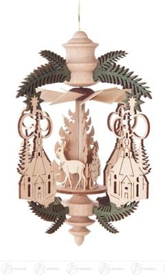 Tree Decoration Pyramid Branch Seiffener Church/Santa Claus, for Hanging Width x Height of x Depth 10 cmx12,5 cmx10 cm ore Mountains Christmas Tree Decoration Tree Decoration