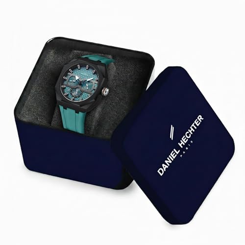 Image of Daniel Hechter Paris kleber Collection Sporty Multifunction Watch for Men with Checkered Geometric Dial, Day & Date Display and Durable Silicon Strap