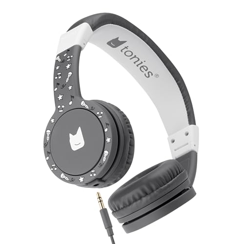 Image of Tonies Foldable Wired Headphones for Kids - Comfortably Designed to fit On-Ear - Works with Toniebox and All 3.5mm Devices - Gray
