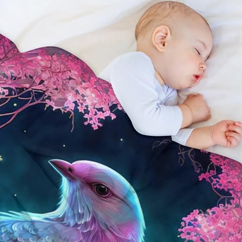 Couverture oiseau mignon plaid flannel chaud contre les soirées fraîches - 5