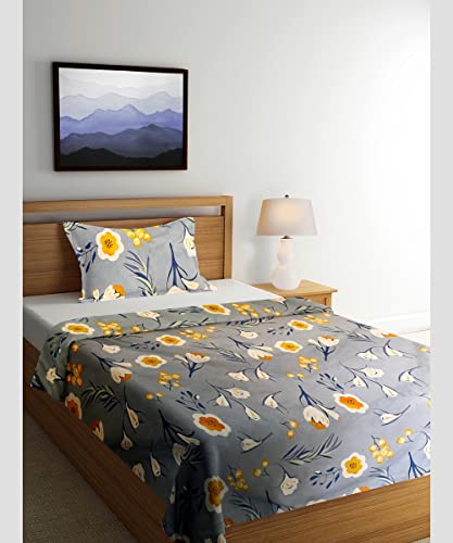 Image of Prime Collection 180 TC Cotton-Blend Single Size(90x60) Inch 1 Bedsheet with 1 Pillow Covers Single Bedsheet for Single Bed (Ocean LiteBlue)
