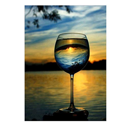 Dabixx 5D DIY Full Diamond Painting, Wine Glass 5D DIY Painting Painting by Numbers Diamonds Embroidery Painting Cross Stitch Kit DIY Home Decor