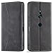 kompatibel mit günstig Kaufen-OKZone Kompatibel mit Sony Xperia XZ3 Hülle, Magnet Leder Tasche Handyhülle, Kartenfächer Sony Xperia XZ3 Schutzhülle, [Premium PU Leder] Flip Klappbare Stoßfeste Magnetische Standfunktion (Schwarz)