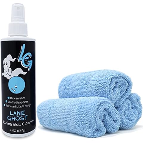Lane Ghost Bowling Ball Cleaner Spray and 3-Pack Polishing Cloth Bundle | USBC Approved | Oil, Scuff, and Belt Mark Cleaner Cover