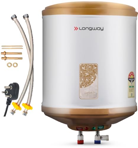 Image of Longway Superb 15 Liters 5 Star Rated Automatic Storage Water Heater for Home | Water Geyser | Electric Geyser with Multiple Safety System & Anti-Rust Coating | 5 Years Warranty on Tank | Ivory