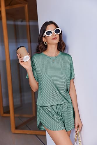 Image of Ekouaer Womens Pajama Sets Sexy Lounge Sets Side Split Short Pj Sets Cute Pjs 2 Piece Comfy Sleepwear Loungewear