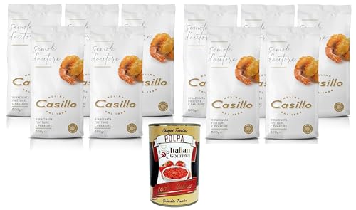 Le Semole D'Autore - Freír y empanizar 10 x 500 g - Sémola de trigo duro de alta calidad - Selección de Casillo - Empanado crujiente y resultado perfecto de fritura + Polpa italiana gourmet