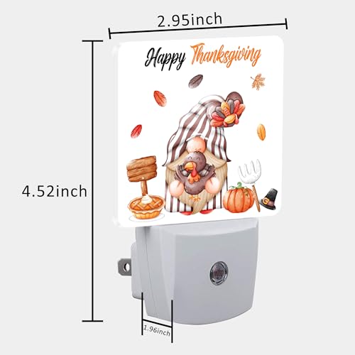 Image of Thanksgiving Cute Gnome Turkey Pumpkin Night Light for Kids, LED Night Light Plug into Wall with Dusk to Dawn Sensor for Girls Boys Women Room Decor,Hallway,Kitchen,Bathroom,Nursery,Stairs