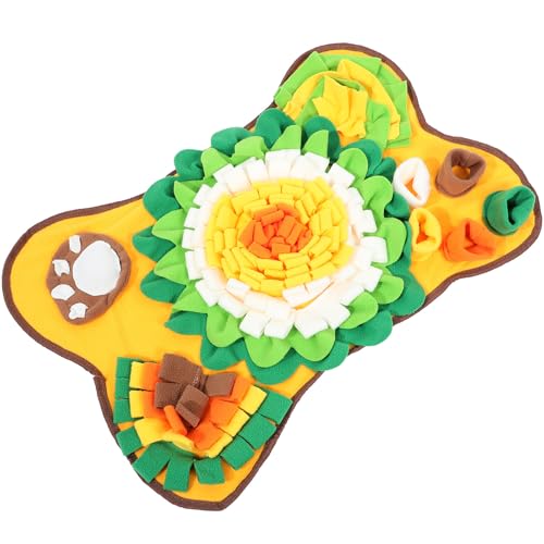 DIYEAH Alfombrilla Olfativa para Perros Pequeña Forma de Hueso Manta para Cachorros Color Amarillo para Entrenamiento de Olfato y Alimentación Lenta Tapete Interactivo para Mascotas