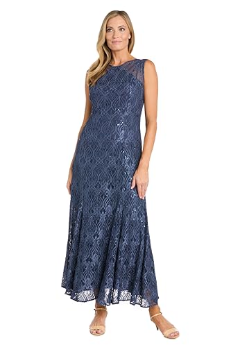 R&M Richards Women's Sequin Lace Mermaid Gown W/Sheer Insets & Strappy Details - Evening Dress, Wedding Guest