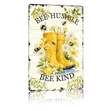 8x12 Inch Aluminum Vintage Farmhouse Inspirational Bee...