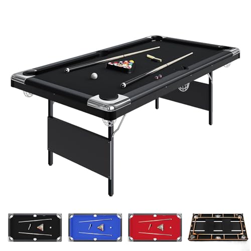 GarveeLife 7 Foot Pool Table, Portable Billiards Tables, Folding Pool Table Includes Full Set of Billiard Balls, 2 Cue Sticks, Chalk & Felt Brush for Family Game Room