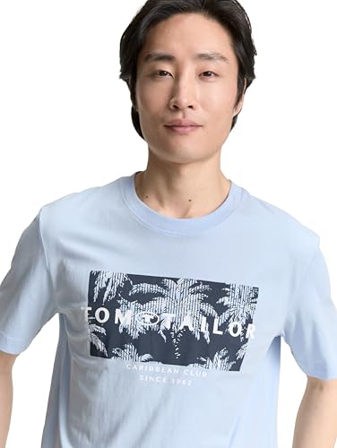 TOM TAILOR Herren 1046750 T-Shirt, 21068 - Light Powder Blue, XL EU – Ansicht 4