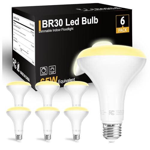Image of dalattin 6 Pack BR30 LED Bulbs 65W Equivalent, Dimmable Indoor Flood Lights 2700K Soft White, 9W, 800 Lumens, E26 Base, LED Recessed Light Bulb for Living Room, Bedroom, Bathroom, Kitchen