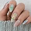 TENPAL Green Press on Nails Almond,3D Butterfly & ... #1