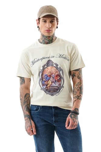 Image of SNITCH Men's Slim Fit T-Shirt | Renaissance-Inspired Artwork Print | 100% Cotton Crew Neck | Casual Wear | Premium Comfort & Style