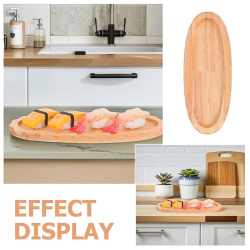 Plato ovalado de madera estilo japonés para sushi miniatura 7