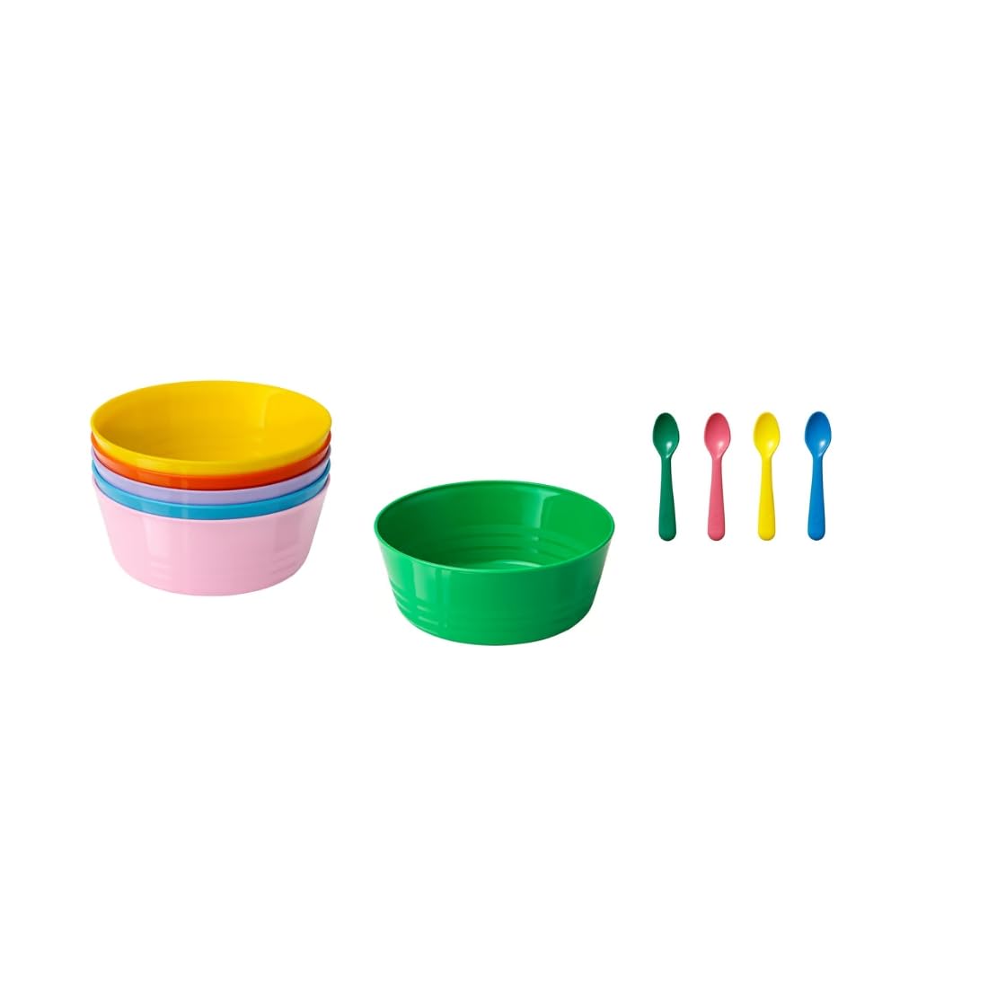 IKEA KALAS Kids Bowl and Spoon Set, Mixed Colours (6 Pieces Bowls and 4 Pieces Spoons)-image-37