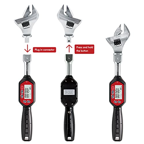 Vpoer Adjustable Digital Torque Wrench Spanner Head, 2.2-73.7 Ft-Lbs (3-100 Nm) (26.5-885 Inch Pound) Electronic Jaw Open End Torque Wrench With Buzzer & Led, Calibrated #TOP5
