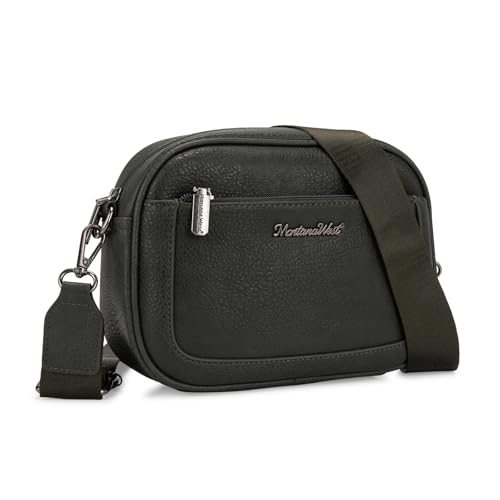 Image of Montana West Crossbody Bags for Women Cow Print Purse Triple Zip Shoulder Handbags with Wide Strap