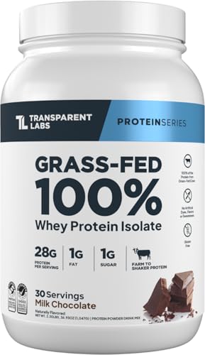 Image of Transparent Labs Grass-Fed Whey Protein Isolate - Naturally Flavored, Gluten Free Whey Protein Powder with 28g of Protein per Serving & 9 Amino Acids - 30 Servings, Milk Chocolate
