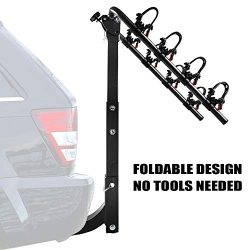 ZESUPER 4-Bike Rack Heavy Duty Bicycle Carrier for Cars, SUVS, Trucks, Vans and Minivans with a 2\'\' Hitch Receiver Rack Hitch Mount - Thumbnail 4