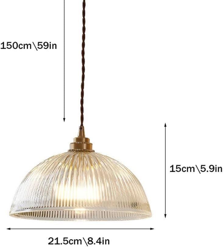 Miniatura 7 de Lámpara colgante vintage de vidrio transparente de 8.4 pulgadas, moderna lámpara colgante de granja con base de latón, accesorio de iluminación de