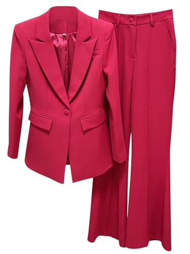 Women 2 Piece Outfits Dressy Blazer Jackets High Waisted Wide Leg Pants Suits Set Casual Business Work Wear