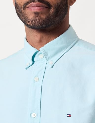 Tommy Hilfiger Herren Hemd Oxford Shirt Langarm, Türkis (Bright Sky), S – Ansicht 2