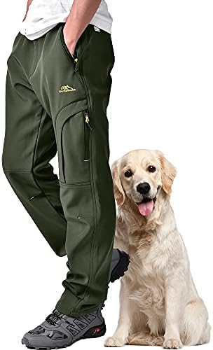 Toomett Men's Snow Pants Skiing Winter Insulated Soft Shell Outdoor Fleece Lined Hiking Pants with Zipper Pockets,MH4409,Army,42