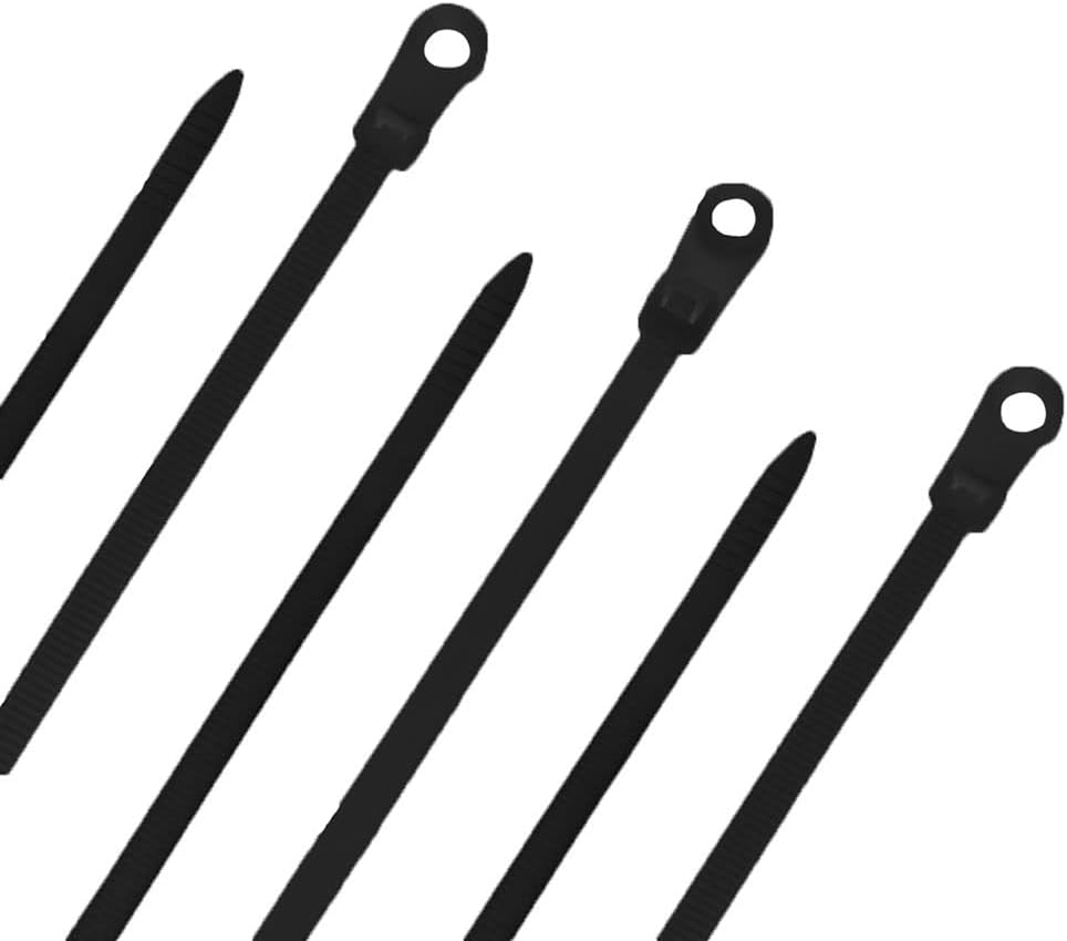 15 Inch Nylon Black Mount Head Cable Tie,120 Lbs Tensile, 100-Pack