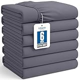 Utopia Bedding Fitted Sheets - Pack of 6 Bottom Sheets - Soft Brushed Microfiber - Deep Pockets, Wrinkle, Shrinkage & Fade Resistant - Easy Care (Twin, Grey)