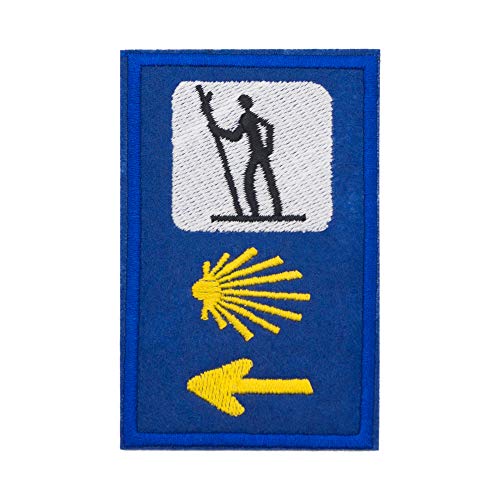Finoly Parches Camino de Santiago Bordado Termoadhesivo Varios Diseños Xacobeo Jacobeo (Parche Bordado Termoadhesivo Triple Señal Azul)