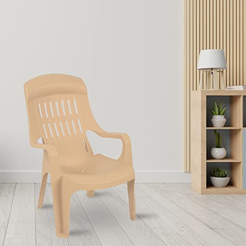 Image of Nilkamal Weekender Plastic Mid Back with Arm Chair | Chairs for Home| Dining Room| Bedroom| Kitchen| Living Room| Office - Outdoor - Garden | Dust Free |100% Polypropylene Stackable Chairs | Set of 4