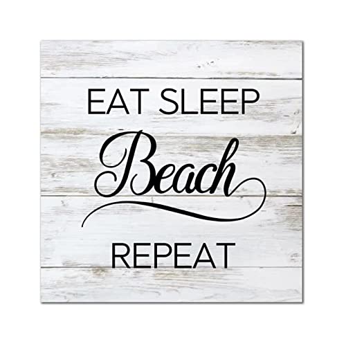 Plaque murale Eat Sleep Beach Repeat bois pour habiller un mur blanc vide