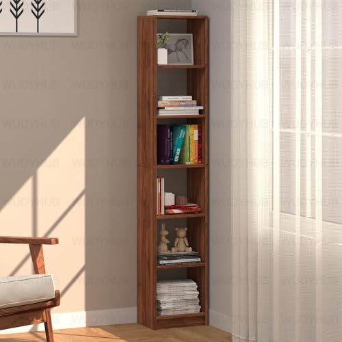 Wudyhub Engineered Wood 6 Shelf Multipurpose Bookshelf | Storage Organizer Stand | Classical Modern Book Shelf for Living Room/Home/Office, Storage Organizer for CDs/Books BS-07-6 Shelf-Brown