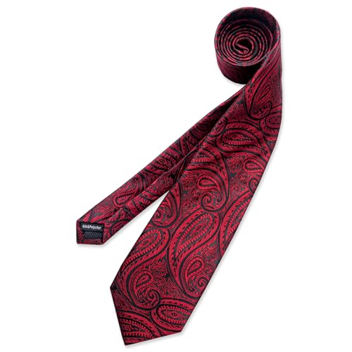 Image of DiBanGu Mens Paisley Tie Set Silk Woven Jacquard Necktie and Pocket Square Cufflinks Gift Set for Wedding Bussiness