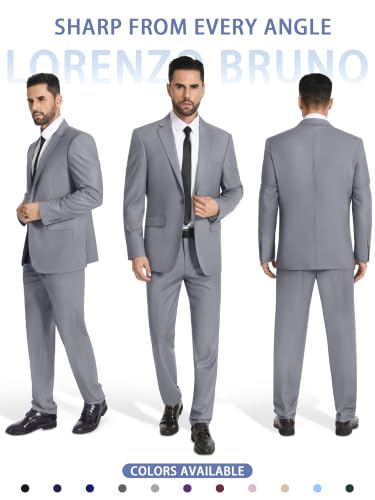 Image of Mens Suit 2 Piece Suits for Men One Button Slim Fit Solid Jacket & Pants Tuxedo Set Business Wedding Party Prom