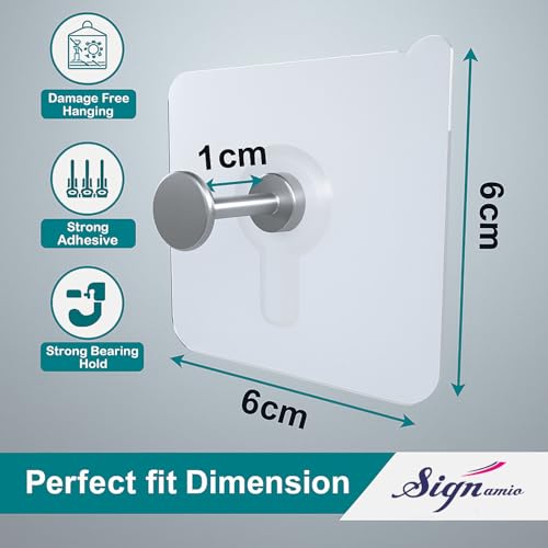Image of Signamio 10 Pcs Hooks for Wall Heavy Items - Self Adhesive Wall Hook for Photo Frames, Wall Clock, Keys - No-Drill Installation, Easy Nail-Free Mounting, No Damage