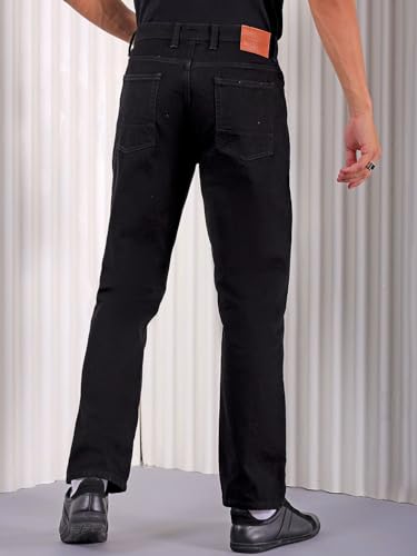 Image of The Indian Garage Co Men Vintage Straight Fit Solid Mid-Rise Jeans